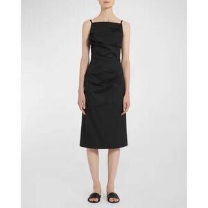 NWT MARELLA Filing Square Neck Ruched Poplin Midi Dress in black sz 4